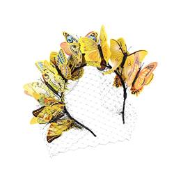 OHPHCALL 1Stk Schmetterlings-Stirnband Böhmisches Stirnband Haargummis mit Schleifen Haarschmuck Damenhut Mädchen-Stirnband Schleier Kopfschmuck Braut Mori-Abteilung Kopfbedeckung Kranz von OHPHCALL