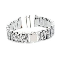 OHPHCALL Diamant-Uhrenarmband, Strass-Dekor, Armbanduhr für Damen, Smartwatch für Damen, 4 Bänder, 42 mm, Strass-Legierung, Uhrenarmband, silberfarbenes Uhrenarmband, 17x2cm von OHPHCALL