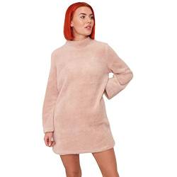 OHS Damen T-Shirt, hoher Kragen Lässiges Kleid, Blush Pink, 36-38 von OHS