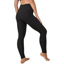 OHS Damen Wabenmuster, hohe Taille Leggings, Schwarz, L von OHS