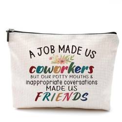 OHSUL Make-up-Tasche mit Aufschrift "A Job Make Us Coworkers Make Us Friends", inspirierende Freundschaftskosmetiktasche, Reisetasche, Geschenk für Kollegen, Geschenk für Damen und Mädchen, von OHSUL