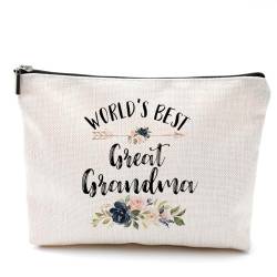 OHSUL Make-up-Tasche mit der Aufschrift "World's Best Great Grandma", tolles Geschenk für Oma, Reisetasche, Großmutter, Oma, Muttertag, Geburtstag, Geschenke von Enkelin, Enkelsohn von OHSUL