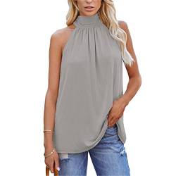 Damen-Trägershirt Sommer ärmelloses Neckholder Tanktop Tanktop Damen-Sommer-Trägertop Elegantes glattes ärmelloses Plissiertes Oberteil T-Shirt Damen-Sommer einfarbig Neckholder-Trägershirt von OHXSM