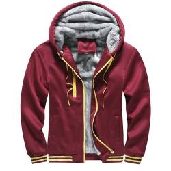 Herren Hoodies mit Reißverschluss Langarm Kapuzenpullover Winter Warme Mäntel Patchwork gefütterte Fleecejacken Plus Dicke Outwear Hoodies Full Zip Fleecejacke Mantel Winter Warm Zip Up Hooded Top von OHXSM