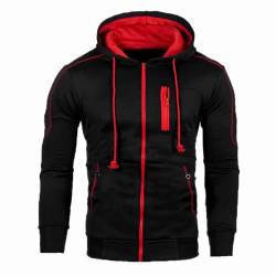 Lässige Langarm-Hoodies für Herren durchgehender Reißverschluss Strickjacke mit Kapuze Sweatshirts mit Reißverschluss Pullover Jacken Hoodies lässige Fleecejacken mit durchgehendem Reißverschluss von OHXSM