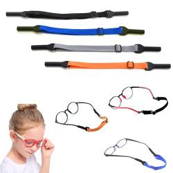 OHYER 4 Stück Brillenband Schutzbrille Brillenband Verstellbare Mehrfarbig Brillenband Damen Polyester Grau Schwarz Orange blau Durchmesser der Löcher 5 mm Band für Kinder-Sport-Lese-Sonnenbrille (1＃) von OHYER