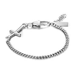 OIDEA Armband mit Kreuz Herren, aus hochwertigem Edelstahl, Armreif Silber von OIDEA