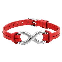 OIDEA Armband mit unendlichkeitszeichen, Elegant 23CM Leder Armreifen Verstellbar, Rot von OIDEA