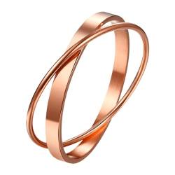 OIDEA Damen Armband Armreif Rosegold aus 14 Karat & Edelstahl, Elegant Layered Armreifen Modern Armbänder Handgelank Schmuck Geschenk für Mama Freund Tochter von OIDEA