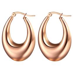 OIDEA Damen Creolen Ohrringe Groß: Rosegold Ovale Hoop Ohrringe aus Edelstahl Hypoallergen Glänzend Mode Schmuck Geschenk für Frauen Mädchen Mutter Freundin von OIDEA