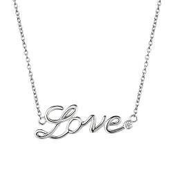 OIDEA Damen Halskette Buchstaben Love 925: Elegant Kette aus Echt 925 Sterling Silber mit Anhänger Geschenk für Frauen Mädchen Geburtstag Frauentag Muttertag von OIDEA