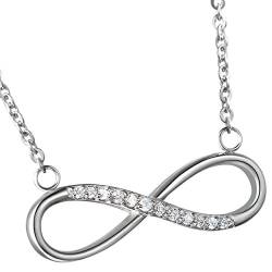 OIDEA Damen Halskette Infinity Edelstahl: Kette mit Unendlichkeitszeichen Anhänger Silber Elegant Geschenk für Frauen Mädchen Geburtstag Frauentag Muttertag von OIDEA