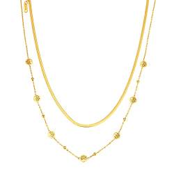 OIDEA Damen Halskette Lebensbaum Gold: Baum des Lebens Layered Kette Anhänger mit Schlangenkette aus Edelstahl Goldkette Geschenk für Frauen Mädchen von OIDEA