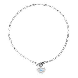 OIDEA Damen Halskette mit Böser Blick Anhänger: Silber Kette aus Edelstahl Elegant Geschenk für Frauen Mädchen von OIDEA