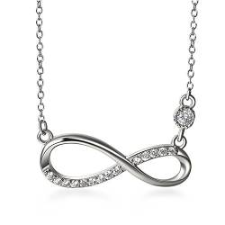 OIDEA Damen Halskette mit Unendlichkeit aus Silber 925: Infinity Zeichen Kette für immer Liebe 925 Sterling Silber mit Zirkonia Anhänger Schmuck Geschenk für Frauen Mädchen von OIDEA