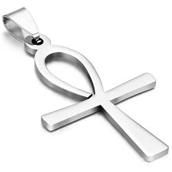 OIDEA Damen Herren Kreuz Halskette, Ägypten Ägyptisches Zeichen Anch o. Ankh Kreuzanhänger mit 54 cm O Kette, Silber von OIDEA