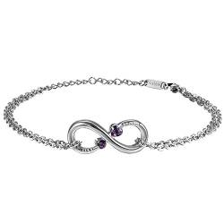 OIDEA Damen Infinity Armband mit Zirkonia: Armkette aus Edelstahl Unendlichkeitszeichen Armreif Silber Kettenarmband mit Lila Zirkon Geschenk für Frauen Mädchen Freundin von OIDEA