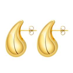 OIDEA Damen Ohrringe Tropfen Ohrstecker: Gold Elegant Stecker Leicht Wassertropfen Ohrschmuck aus Edelstahl minimalistisch Modeschmuck für Frauen und Mädchen Geschenk in Weihnachten Neujahr von OIDEA
