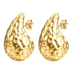 OIDEA Damen Ohrringe Tropfen Ohrstecker: Gold minimalistisch Stecker Wassertropfen Elegant Ohrschmuck Leicht aus Edelstahl Modeschmuck für Frauen und Mädchen Geschenk in Weihnachten Neujahr von OIDEA