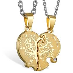 OIDEA Freundschaftskette für 2, Herz Puzzle, aus hochwertigem Edelstahl, Gold von OIDEA