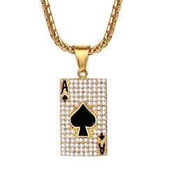 OIDEA Halskette Edelstahl, Poker Karte Herzen König PiK Ass Anhänger mit 56 cm Kette für Damen Herren, Gold von OIDEA