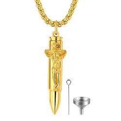 OIDEA Halskette Herren Patrone Hülse mit Jesus als Pillendose, 22 Inch Weisenkette Gotik Stil, Gold von OIDEA