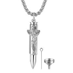 OIDEA Halskette Herren Patrone Hülse mit Jesus als Pillendose, 22 Inch Weisenkette Gotik Stil, Silber von OIDEA