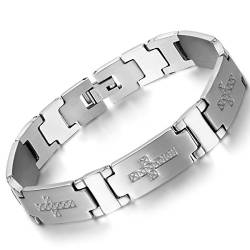 OIDEA Herren Armband, Edelstahl Kreuz Kruzifix I Link charms Armreif Armschmuck Handgelenk, Silber von OIDEA