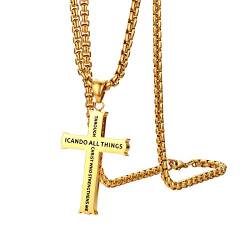 OIDEA Herren Bibel Kreuz Halskette: Gold Philippians 4:15 Bibel GebetKreuzanhänger mit Venezianischer Kette aus Edelstahl Weizenkette mit Kreuz Anhänger Geschenk für Männer Sohn Vater von OIDEA