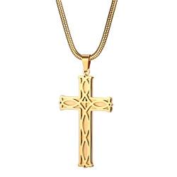 OIDEA Herren Damen Halskette Kreuz: Gold Unisex Kette aus Edelstahl mit irischer Knoten Anhänger Kreuzkette mit Schlangenkette Geschenk für Männer Frauen von OIDEA