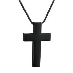 OIDEA Herren Edelstahl Anhänger mit Halskette, Biker Punk Rock klasssische Jesus Christus Kruzifix Kreuz Anhänger mit 62cm Baumwolle Seil Kette, schwarz von OIDEA