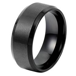 OIDEA Herren Edelstahl Ring mit personalisiert Gravur, 8mm Retro Polished Schwarz Verlobungsringe Trauringe (Mit Gravur, 57(18.1)) von OIDEA