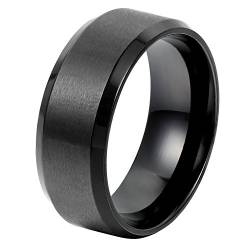 OIDEA Herren Edelstahl Ring mit personalisiert Gravur, 8mm Retro Polished Schwarz Verlobungsringe Trauringe (Mit Gravur, 59(18.8)) von OIDEA