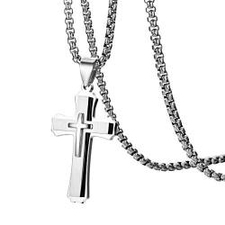 OIDEA Herren Halskette Kreuz Silber: Kreuzkette aus Edelstahl Kette mit Christus Kreuz Anhänger Schmuck Geschenk für Männer Junge von OIDEA