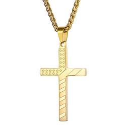OIDEA Herren Halskette mit Kreuz Anhänger Edelstahl, Gold von OIDEA