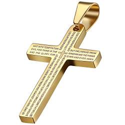 OIDEA Herren Kreuz Halskette, Spanische Bibel Kreuz Anhänger Kreuzkette mit 54 cm O Kette aus Edelstahl, Gold von OIDEA