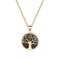 OIDEA Herren Lebensbaum Halskette, Baum des Lebens Anhänger mit O Kette Männer, Gold von OIDEA