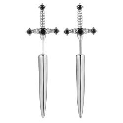 OIDEA Herren Ohrringe Ohrstecker Dolch, Silber Gotik Ohrringe aus 316L Edelstahl Schwert mit Zirkonia Unisex Damen Gothic Vintage Retro Schmuck Geschenk für Männer Frauen von OIDEA