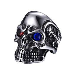 OIDEA Herrn/Damen Ringe Rot mit Skull-Persönlichkeit aus hochwertige Edelstahl Totenkopf Gotik Punk Rock Stil 62 (19.7) von OIDEA