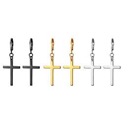 OIDEA Kreuz Ohrringe Set 3 paare, Modeschmuck Creolen hängend Ohrstecker Gold Schwarz Silber für Herren Damen von OIDEA