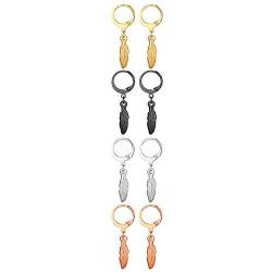 OIDEA Ohrringe Set 3Pcs für Damen Herren Feder Anhänger Ohrstecker Hängend Gold Silber Schwarz Rosegold von OIDEA