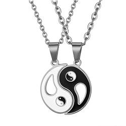 OIDEA Paar Halskette Yin Yang Anhänger, 2 Stück Puzzle Pärchen Kette aus Edelstahl mit Tai Chi Anhänger für Herren Damen Geschenk für Partner Paare Freund von OIDEA