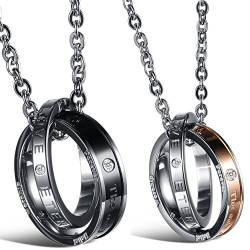 OIDEA Paar Halskette mit Ring Zirkonia: 2 Stück Ketten Schmuck Geschenk für Sein und Ihr Partner Paare Pärchen Halsketten Valentinstag Geburtstag von OIDEA
