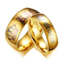 OIDEA Paar Ring Herren Gold: Herren Partnerring aus Edelstahl mit Gravur His Queen Her King Krone Eheringe Trauringe Geschenk für Männer Größe 57 von OIDEA