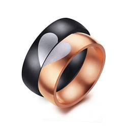 OIDEA Peronalisiert Puzzle Herz Ring, Paar Ringe Eheringe EdelstahlRinge Rosegold schwarz für Damen Herren mit Geschenkbox von OIDEA