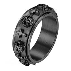 OIDEA Spinner ring mit Totenkopf Stilvoll, Farbe nicht ändert, nicht rostet, Schwarz 67 (21.3) von OIDEA
