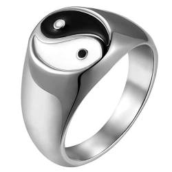OIDEA Vintage Persönlichkeit Yin und Yang Klatsch Symbol Edelstahl Herren Ring Silber von OIDEA