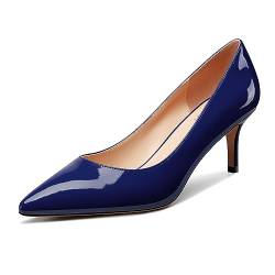 OISEGOP Damen Mittlerem Absatz Heel Spitze Zehenkappe Pumps Slip-on Büroschuhe Klassisch Sommer 6.5 cm Heels Marineblau 42 EU von OISEGOP