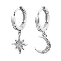 Drop Ohrringe 925 Sterling Silber Ohrringe für Frauen Mädchen Cubic Zirkonia Hoop Ohrringe Dangle Drop Ohrringe Mond und Stern Ohrringe Schmetterling Ohrringe für Frauen von OISJHW