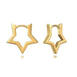 Stern Ohrringe für Frauen Mädchen - 925 Sterling Silber Mini Klein Stern Creolen Hypoallergen Geometrische Star Schmuck Geburtstag Geschenke von OISJHW